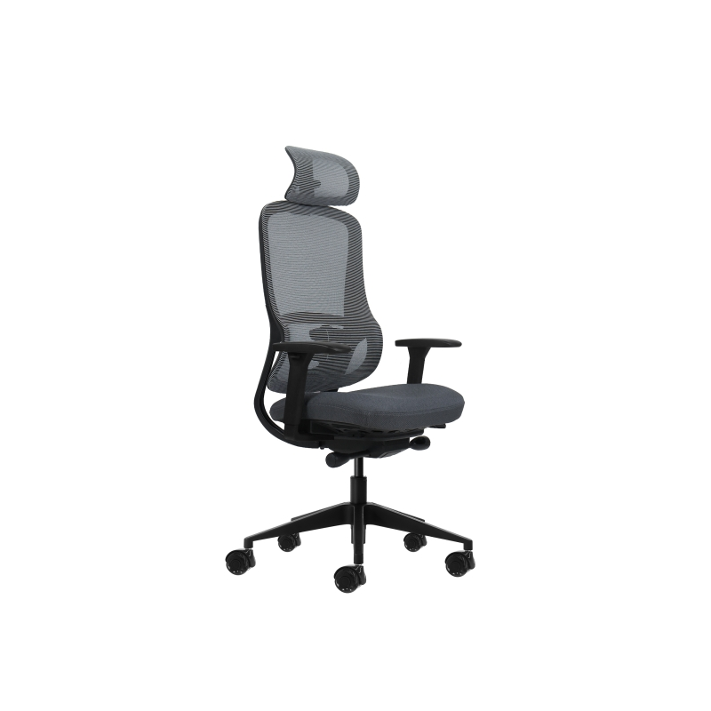 Fauteuil de bureau ergonomique Oqonos Cherg 019 avec appui-tête cervical réglable, mécanisme d'auto-équilibrage, accoudoirs 4D