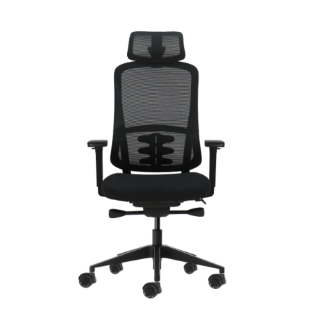 Fauteuil de bureau ergonomique Oqonos Cherg 018 avec appui-tête cervical réglable, mécanisme d'auto-équilibrage, accoudoirs 4D
