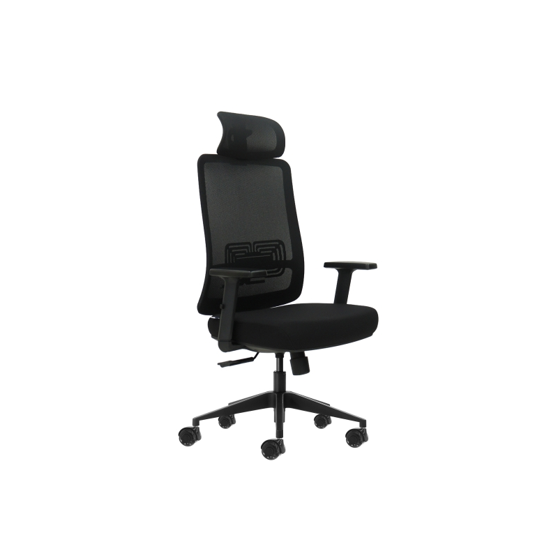 Fauteuil de bureau ergonomique Oqonos Cherg 016 avec appui-tête cervical réglable, tissu imperméable, mécanisme d'auto-équilibra