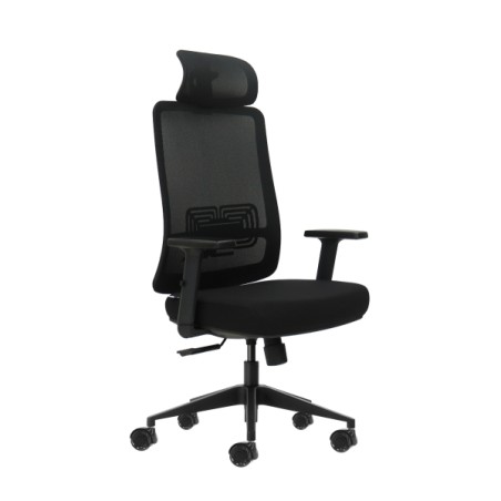 Fauteuil de bureau ergonomique Oqonos Cherg 016 avec appui-tête cervical réglable, tissu imperméable, mécanisme d'auto-équilibra