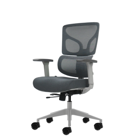 Chaise de bureau ergonomique Oqonos Cherg 015 avec dossier et assise en maille élastique, accoudoirs 4D, assise coulissante