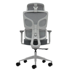 Chaise de bureau ergonomique Oqonos Cherg 014 avec appui-tête cervical réglable, dossier et assise en maille élastique