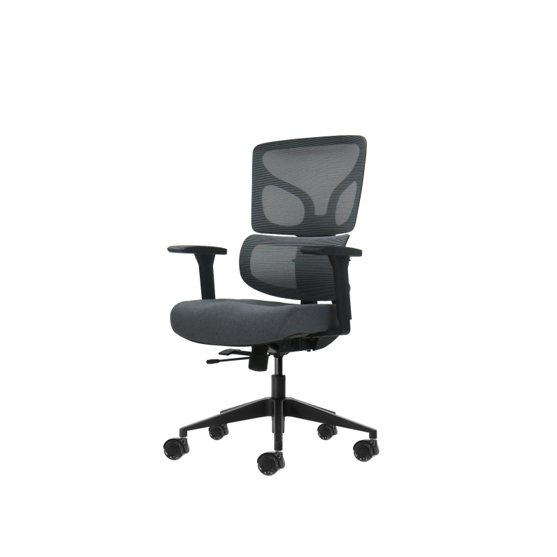 Chaise de bureau ergonomique Oqonos Cherg 013 avec dossier et assise en maille élastique, accoudoirs 4D, assise coulissante