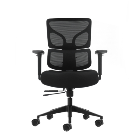 Chaise de bureau ergonomique Oqonos Cherg 012 avec dossier et assise en maille élastique, accoudoirs 4D, assise coulissante
