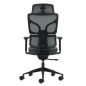 Chaise de bureau ergonomique Oqonos Cherg 011 avec appui-tête cervical réglable, dossier et assise en maille élastique
