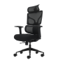 Chaise de bureau ergonomique Oqonos Cherg 010 avec appui-tête cervical réglable, dossier et assise en maille élastique