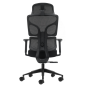 Chaise de bureau ergonomique Oqonos Cherg 010 avec appui-tête cervical réglable, dossier et assise en maille élastique