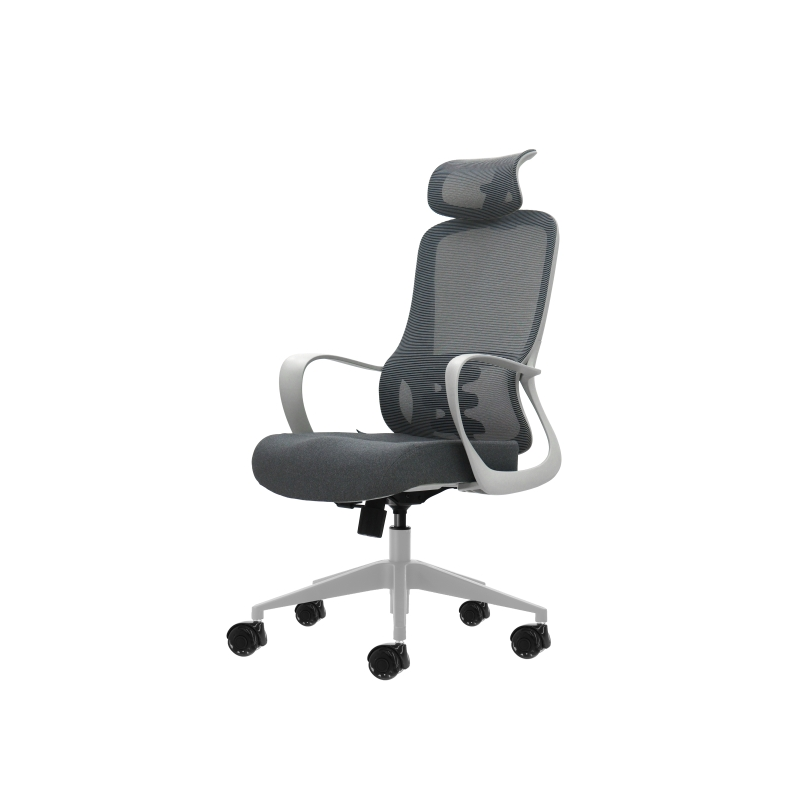 Fauteuil de bureau ergonomique Oqonos Cherg 008 avec appui-tête cervical réglable, dossier en maille respirante, vérin à gaz