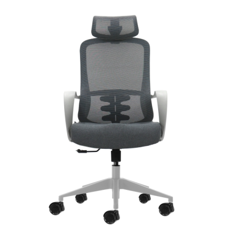 Fauteuil de bureau ergonomique Oqonos Cherg 008 avec appui-tête cervical réglable, dossier en maille respirante, vérin à gaz