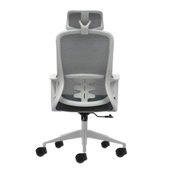 Fauteuil de bureau ergonomique Oqonos Cherg 008 avec appui-tête cervical réglable, dossier en maille respirante, vérin à gaz