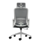 Fauteuil de bureau ergonomique Oqonos Cherg 008 avec appui-tête cervical réglable, dossier en maille respirante, vérin à gaz