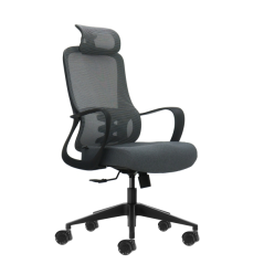 Fauteuil de bureau ergonomique Oqonos Cherg 005 avec appui-tête cervical réglable, dossier en maille respirante, vérin à gaz