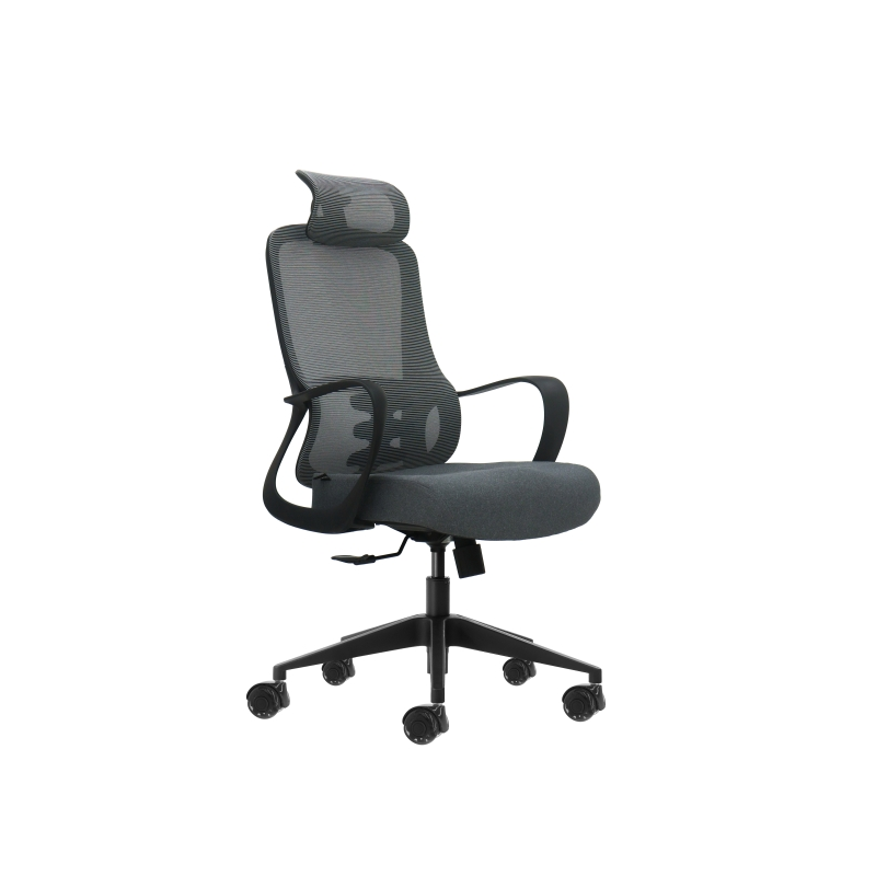 Fauteuil de bureau ergonomique Oqonos Cherg 005 avec appui-tête cervical réglable, dossier en maille respirante, vérin à gaz