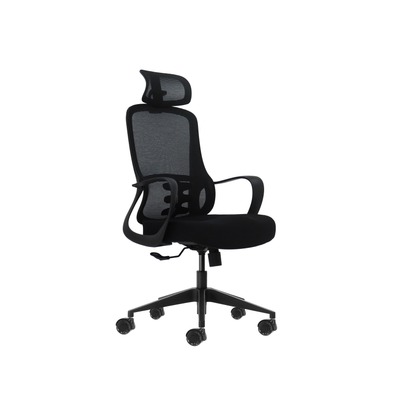 Fauteuil de bureau ergonomique Oqonos Cherg 004 avec appui-tête cervical réglable, dossier en maille respirante, vérin à gaz
