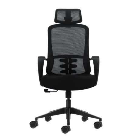 Fauteuil de bureau ergonomique Oqonos Cherg 004 avec appui-tête cervical réglable, dossier en maille respirante, vérin à gaz