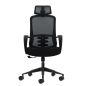 Fauteuil de bureau ergonomique Oqonos Cherg 004 avec appui-tête cervical réglable, dossier en maille respirante, vérin à gaz