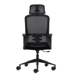 Fauteuil de bureau ergonomique Oqonos Cherg 004 avec appui-tête cervical réglable, dossier en maille respirante, vérin à gaz