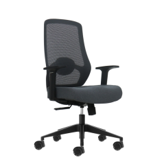 Chaise de bureau ergonomique Oqonos Cherg 002 avec soutien lombaire réglable en hauteur et en profondeur, dossier en maille