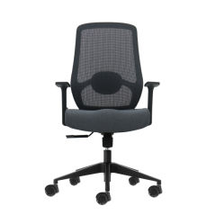 Chaise de bureau ergonomique Oqonos Cherg 002 avec soutien lombaire réglable en hauteur et en profondeur, dossier en maille
