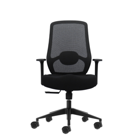 Chaise de bureau ergonomique Oqonos Cherg 001 avec soutien lombaire réglable en hauteur et en profondeur, dossier en maille