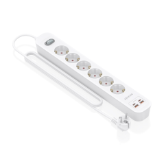 Multiprise Aisens avec 6 prises Schuko - 2 ports USB-C - 2 ports USB-A - Câble de 1,4 m - Interrupteur avec témoin LED