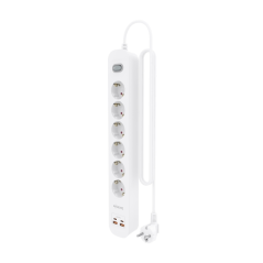 Multiprise Aisens avec 6 prises Schuko - 2 ports USB-C - 2 ports USB-A - Câble de 1,4 m - Interrupteur avec témoin LED