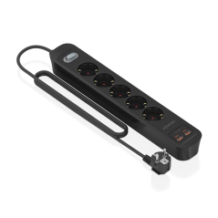 Multiprise Aisens avec 5 prises Schuko - 2 ports USB-C - 2 ports USB-A - Câble de 1,4 m - Interrupteur avec témoin LED