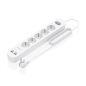 Multiprise Aisens avec 5 prises Schuko - 2 ports USB-C - 2 ports USB-A - Câble de 1,4 m - Interrupteur avec témoin LED