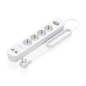 Multiprise Aisens avec 4 prises Schuko - 2 ports USB-C - 2 ports USB-A - Câble de 1,4 m - Interrupteur avec témoin LED