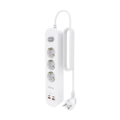 Multiprise Aisens avec 3 prises Schuko - 2 ports USB-C - 2 ports USB-A - Câble de 1,4 m - Interrupteur avec témoin LED