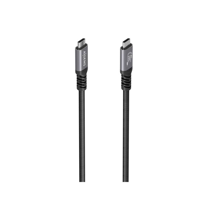 Câble USB-C mâle Aisens - Puissance maximale : 240 W - Longueur : 2 m - Vitesse de transfert : jusqu’à 40 Gbit/s - Résolution :