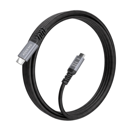 Câble USB-C mâle Aisens - Puissance maximale : 240 W - Longueur : 2 m - Vitesse de transfert : jusqu’à 40 Gbit/s - Résolution :