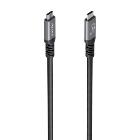 Câble USB-C mâle Aisens - Puissance maximale : 240 W - Longueur : 1,5 m - Vitesse de transfert : jusqu’à 40 Gbit/s - Résolution