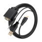 Câble convertisseur Aisens SVGA+Audio vers HDMI - Longueur : 1 m - HDMI mâle - HDB15 mâle - Jack 3,5 mm mâle - USB-A mâle