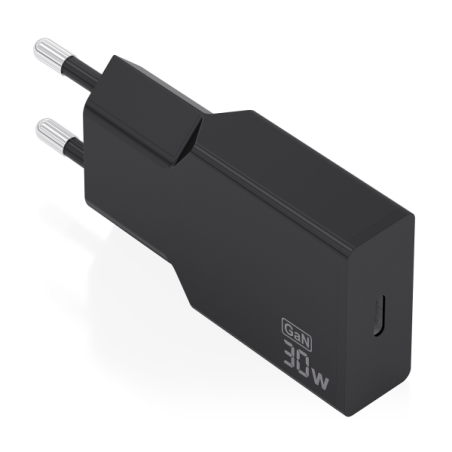 Chargeur mural Aisens - 30 W - GaN - 1 port USB-C - Power Delivery 3.0 - Ultra-fin - Protections multiples - Noir