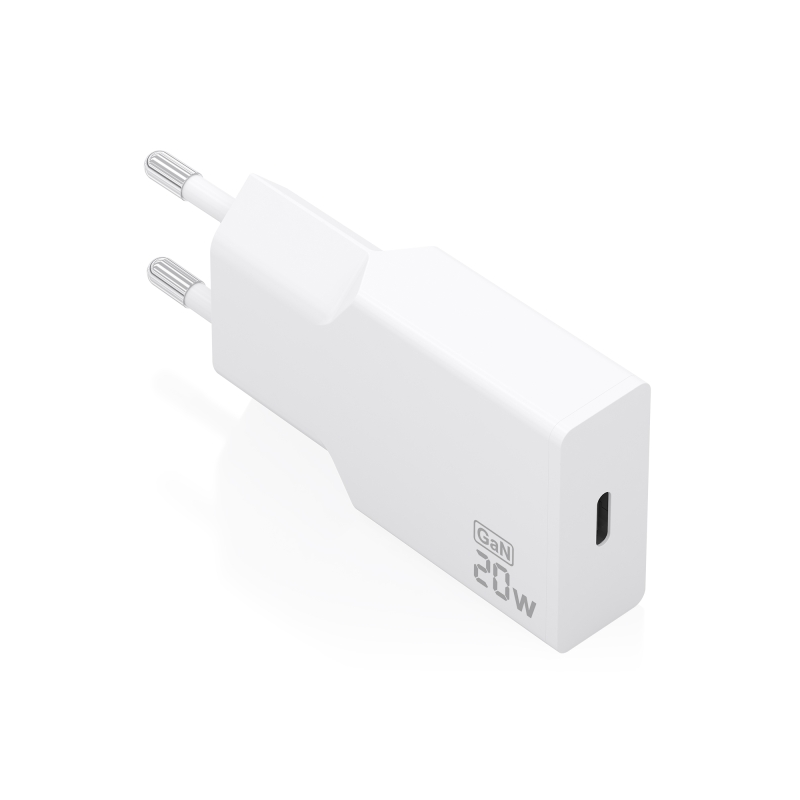 Chargeur mural Aisens - 20 W - GaN - 1 port USB-C - Power Delivery 3.0 - Ultra-fin - Protections multiples - Blanc