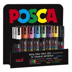 ✅ LOT de 36 Posca PC-5M/3D Présentoir de 36 Marqueurs Peinture - Pointe Polyester 1,8-2,5 mm - Encre à Base d' en stock