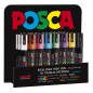 LOT de 36 Posca PC-5M/3D Présentoir de 36 Marqueurs Peinture - Pointe Polyester 1,8-2,5 mm - Encre à Base d'Eau - Non Permanent