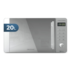 Micro-ondes miroir Cecotec ProClean 5020 - Puissance 700 W - Capacité 20 L - Affichage LED - Acier inoxydable - Sécurité enfant