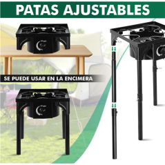 Cuisinière à gaz haute puissance Muvip MV0633 - Brûleur en fonte - Puissance 4,6 kW - Structure renforcée - Clé de réglage du