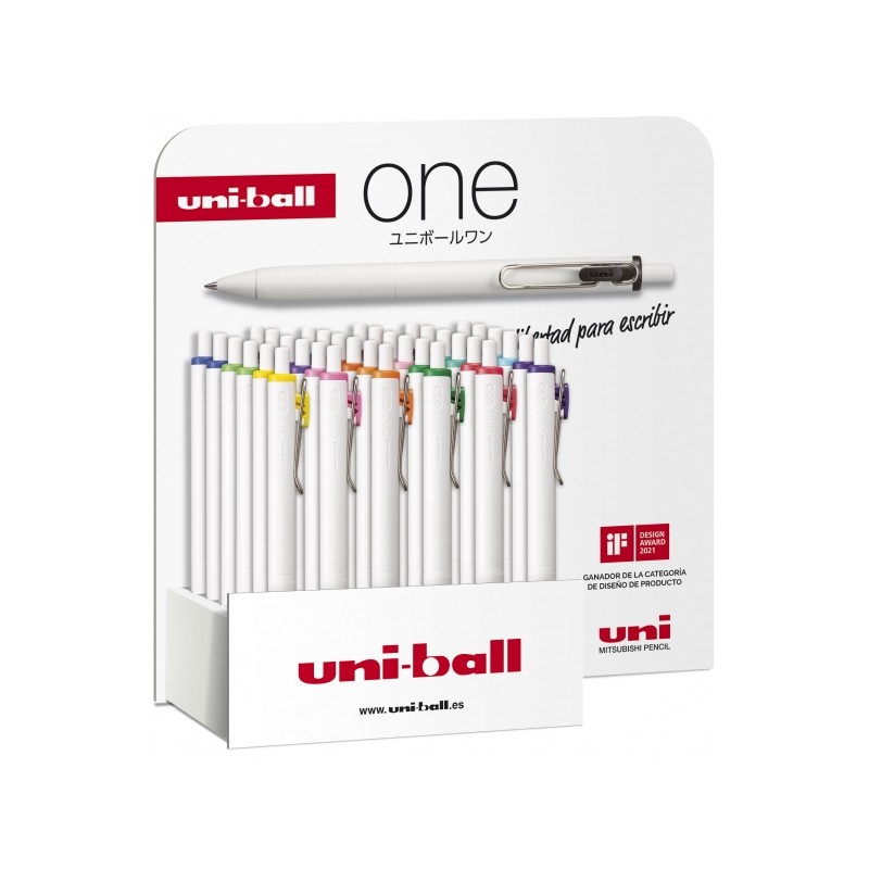 Stylos bille Uni-ball ONE 0,7 mm lot de 36 avec présentoir