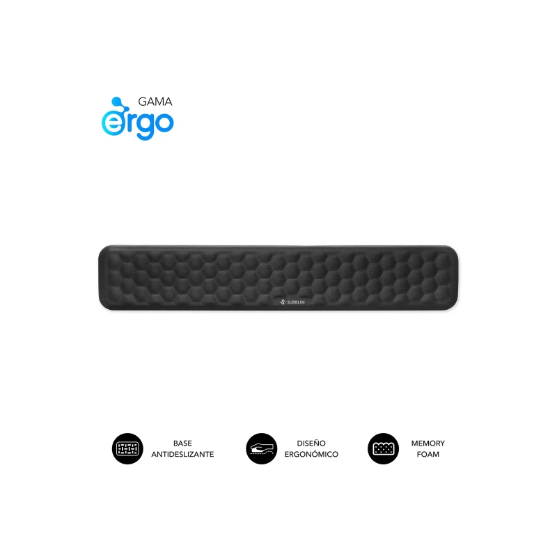 Repose-poignet pour clavier Subblim Ergo Airpad - Mousse à mémoire de forme 65D - Tissu AirMesh respirant - Base antidérapante