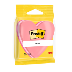 Bloc-notes Post-It repositionnable de 225 notes - Forme cœur - 70 x 70 mm - Rose