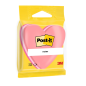 Bloc-notes Post-It repositionnable de 225 notes - Forme cœur - 70 x 70 mm - Rose