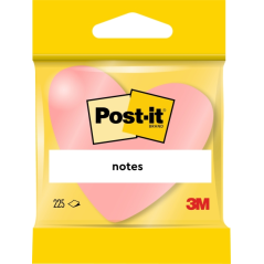Bloc-notes Post-It repositionnable de 225 notes - Forme cœur - 70 x 70 mm - Rose