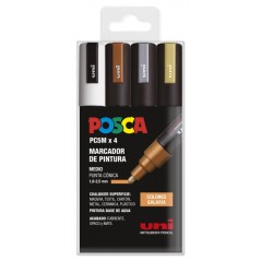 ✅ Posca PC-5M Étui de 4 marqueurs peinture - Pointe ogive 1,8-2,5 mm - Encre à base d'eau - Résistant à la l en stock