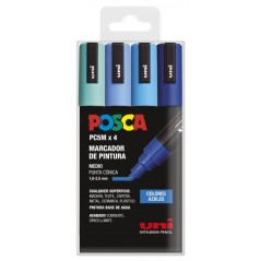 ✅ Posca PC-5M Étui de 4 marqueurs peinture - Pointe ogive 1,8-2,5 mm - Encre à base d'eau - Résistant à la l en stock