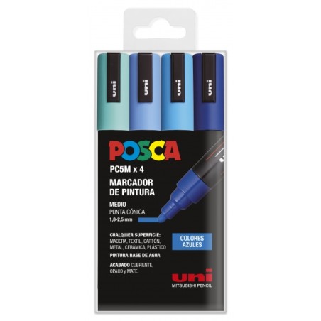✅ Posca PC-5M Étui de 4 marqueurs peinture - Pointe ogive 1,8-2,5 mm - Encre à base d'eau - Résistant à la l en stock