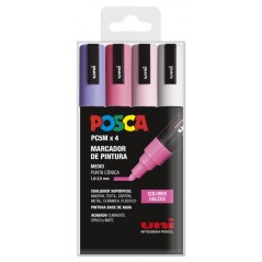 ✅ Posca PC-5M Étui de 4 marqueurs peinture - Pointe ogive 1,8-2,5 mm - Encre à base d'eau - Résistant à la l en stock