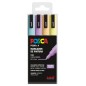 Posca PC-3M Etui de 4 Marqueurs Peinture - Pointe Conique Polyester 0,9-1,3 mm - Encre à Base d'Eau - Non Permanent - Résistant